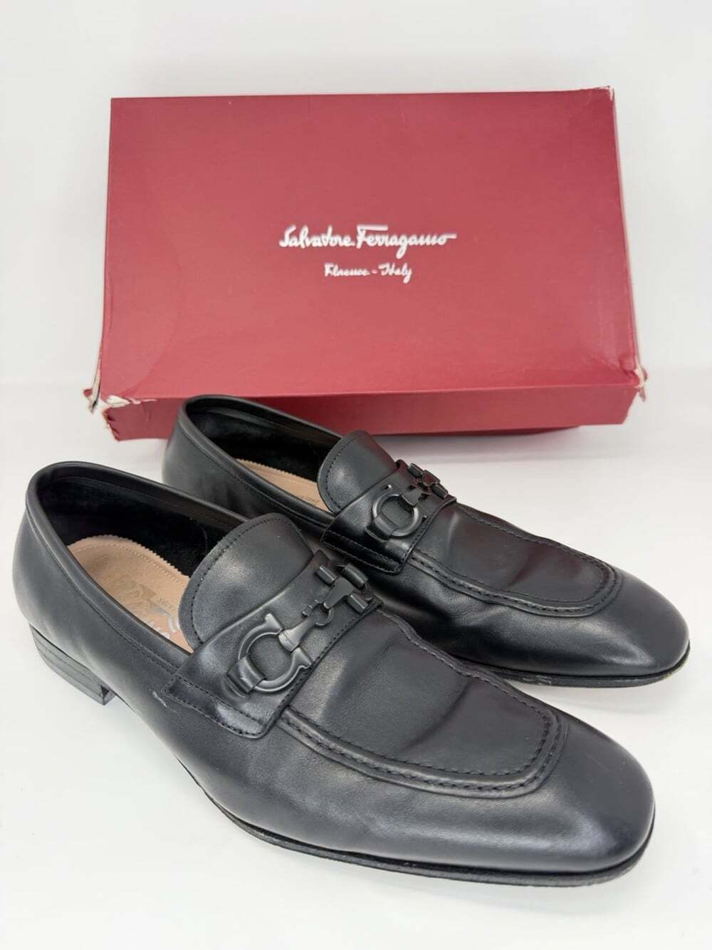 Salvatore Ferragamo Gancini Black Leather Bit Loafers Men's 9 E Made in Italy